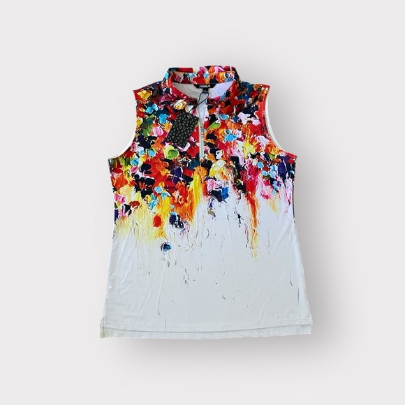 NEW Women's CEGOLFS Golf Multi Color Sleeveless Top Size Large - Picture 3 of 9